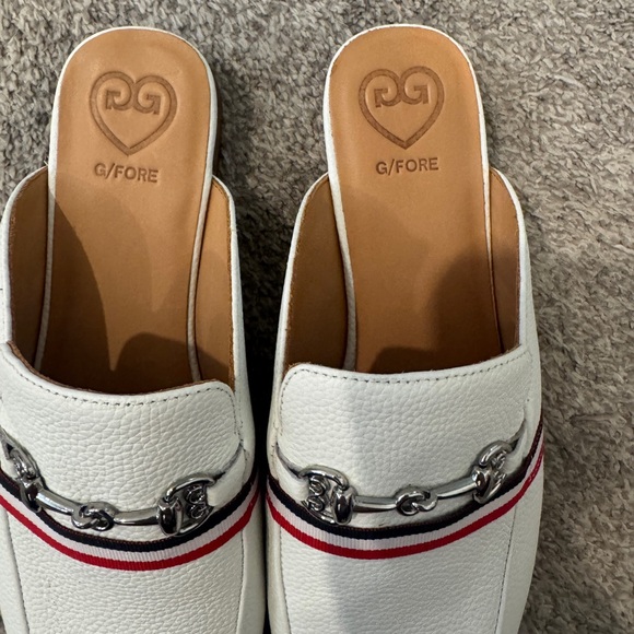 G/FORE White Leather Mule Loafers w/ Chain Detail Size 9 - Picture 7 of 14